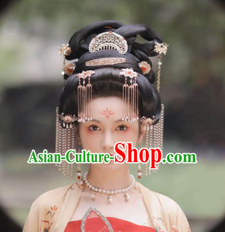 China Ancient Empress Headdress Handmade Tang Dynasty Queen Hairpins Headpieces Hanfu Hair Jewelries