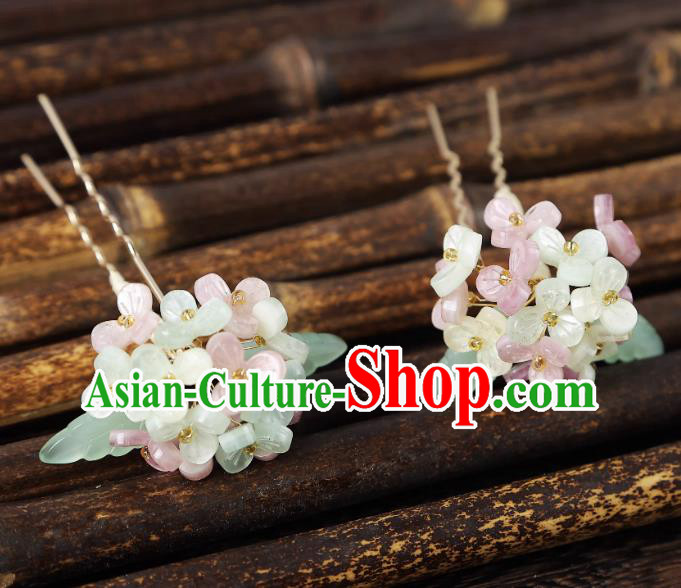 China Handmade Song Dynasty Hydrangea Hairpins Hanfu Hair Sticks Ancient Princess Hair Jewelries