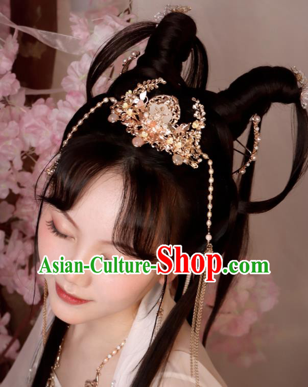 China Handmade Song Dynasty Princess Hair Accessories Hanfu Headdress Ancient Princess Hair Crown Hairpins Necklace Complete Set