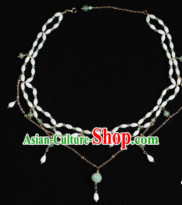 China Handmade Tang Dynasty Beads Necklace Hanfu Jewelry Ancient Young Woman Necklet
