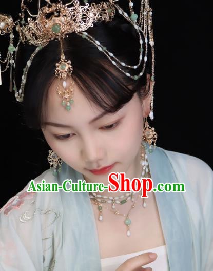 China Handmade Tang Dynasty Beads Necklace Hanfu Jewelry Ancient Young Woman Necklet