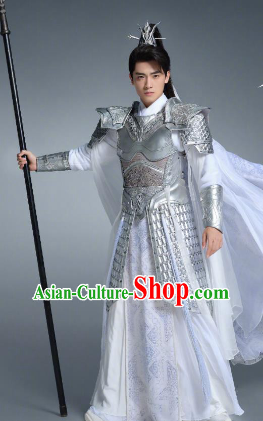 China Xianxia TV Series Ancient Young General Armor Costumes Till The End of The Moon Warrior Ye Qingyu Replica Clothing