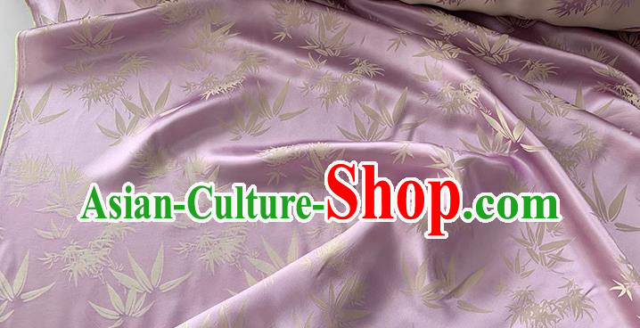 Gray Purple China Cheongsam Brocade Material Traditional Bamboo Leaf Design Silk Cloth Classical Jacquard Mulberry Silk Fabric