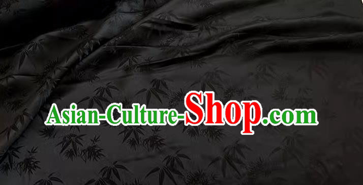 Black China Cheongsam Brocade Material Classical Bamboo Leaf Design Silk Cloth Traditional Jacquard Fabric