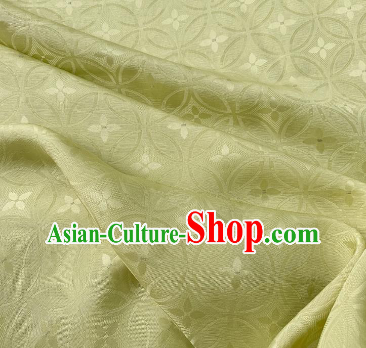 Yellow China Classical Copper Cash Design Silk Fabric Traditional Mulberry Silk Cheongsam Brocade Material