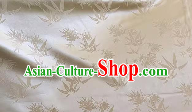 Creamy White China Cheongsam Brocade Material Classical Bamboo Leaf Pattern Silk Cloth Traditional Design Jacquard Fabric