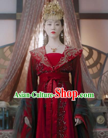 China Wedding Clothing Romantic TV Series Miss The Dragon Liu Ying Red Dress Ancient Queen Costumes