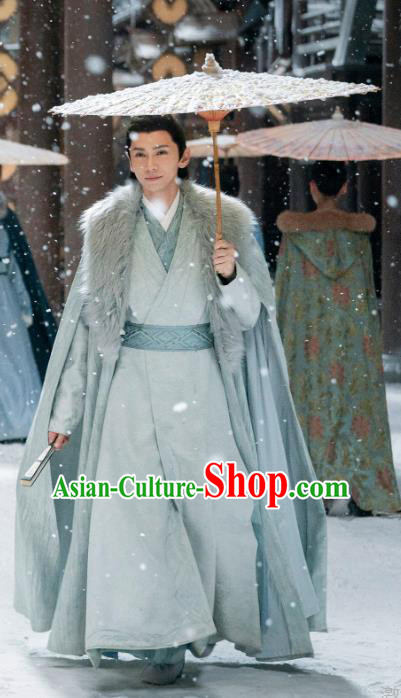 Chinese Ancient Childe Clothing TV Series Destined Chang Feng Du Ye Shi An Garments Song Dynasty Male Winter Costumes