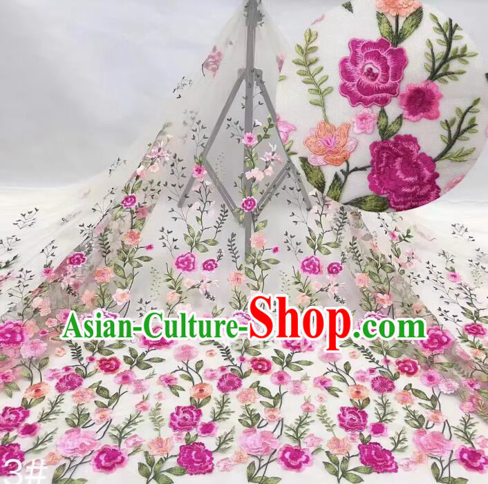 Top Fairy Dress Cloth Pink Flower Embroidery Material Thailand Lace Fabric