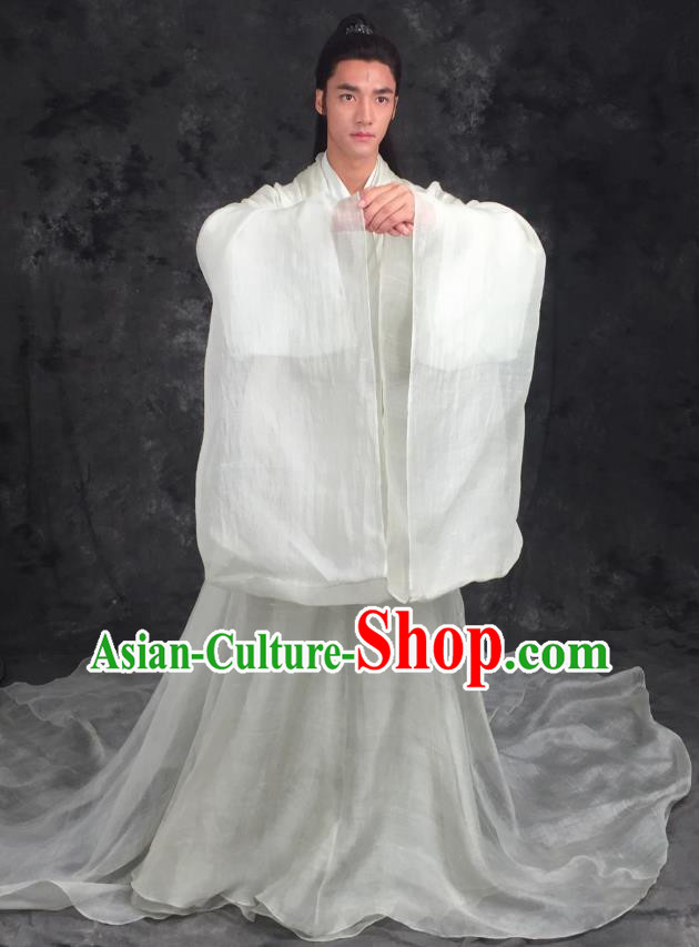China Ancient Shang Dynasty Superhero White Costumes Film Creation of the Gods I Kingdom of Storms Er Lang God Yang Jian Clothing