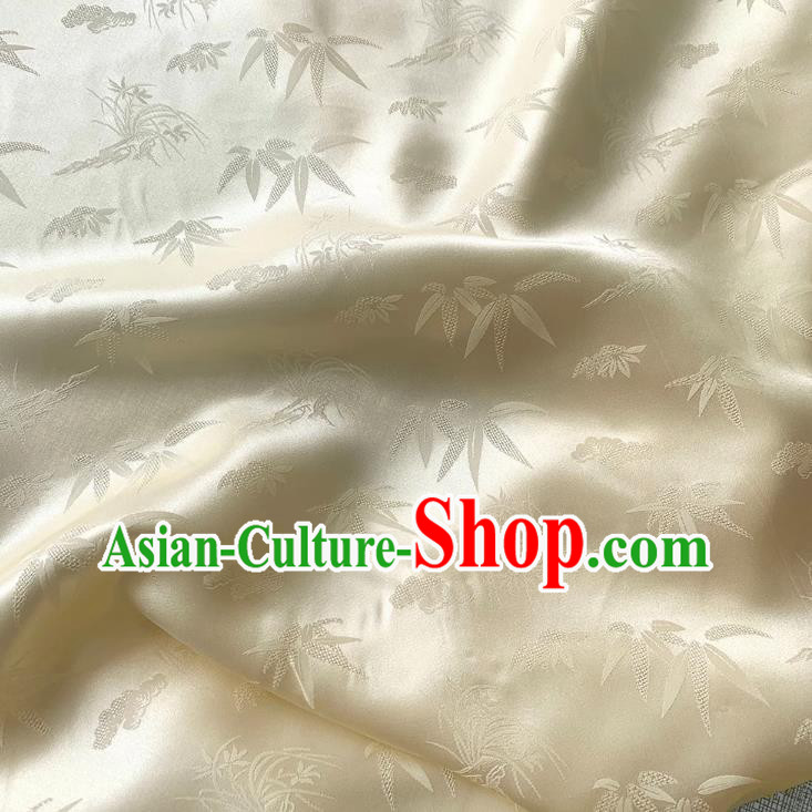 Chinese Style Champagne Mulberry Silk Material Silk Fabric Classical Bamboo Pattern Cheongsam Cloth