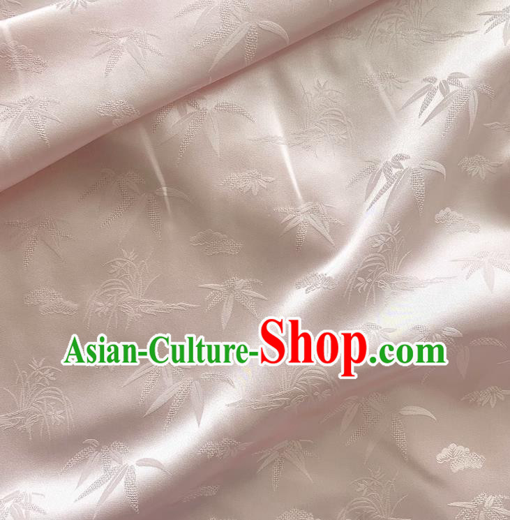 Light Pink Chinese Style Mulberry Silk Material Classical Bamboo Pattern Silk Fabric Cheongsam Cloth