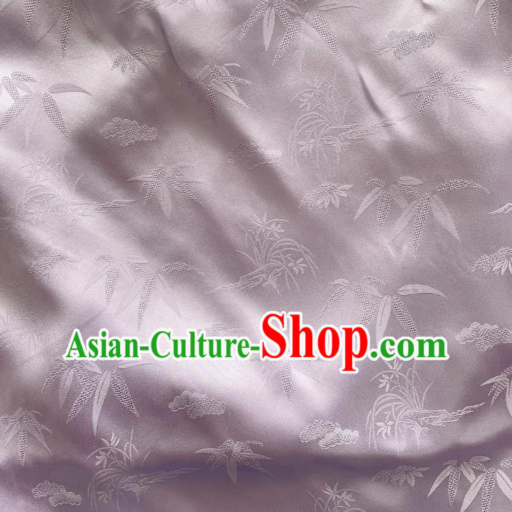 Light Purple Chinese Style Cheongsam Cloth Mulberry Silk Material Classical Bamboo Pattern Silk Fabric