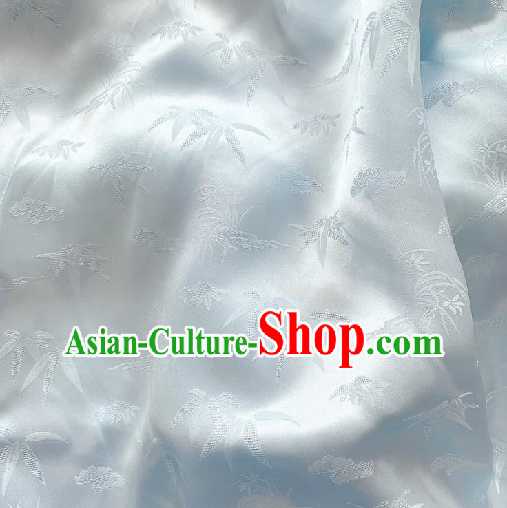 Light Blue Chinese Classical Bamboo Pattern Silk Fabric Cheongsam Cloth Mulberry Silk Material