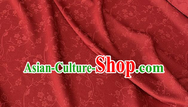 Red Chinese Classical Plum Blossom Pattern Silk Fabric Cheongsam Cloth Hanfu Silk Material