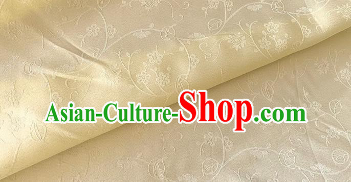 Light Yellow Chinese Hanfu Silk Material Classical Plum Blossom Pattern Silk Fabric Cheongsam Cloth