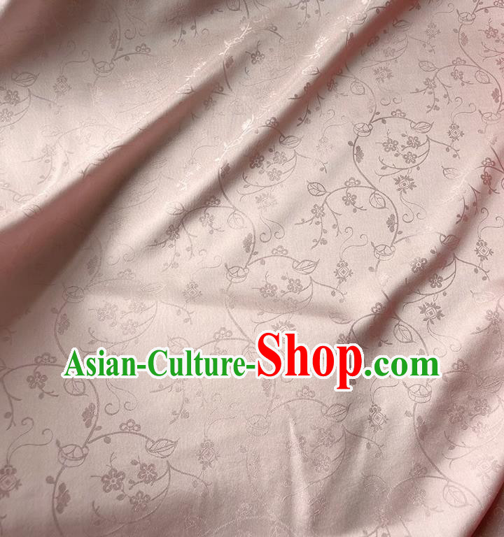 Light Pink Chinese Cheongsam Cloth Traditional Hanfu Silk Material Classical Plum Blossom Pattern Silk Fabric
