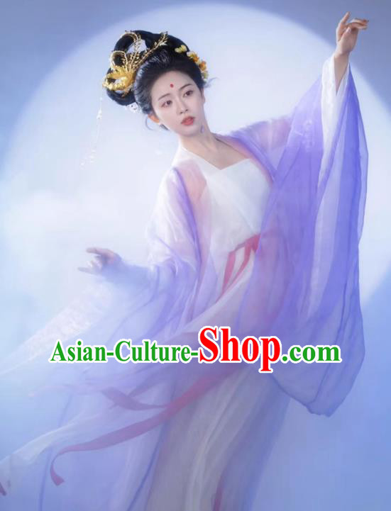 China Ancient Legend Goddess Chang E Clothing Traditional Hanfu Dresses Tang Dynasty Court Empress Costumes
