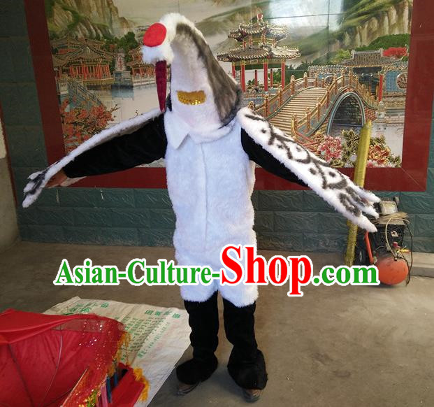 Man Wearing Red Crowned Crane Costume Props White Crane Crane Props Snipe and Clam Fighting Performance Props Cartoon Characters