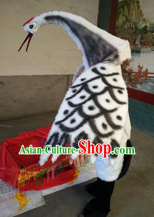 Man Wearing Red Crowned Crane Costume Props White Crane Crane Props Snipe and Clam Fighting Performance Props Cartoon Characters