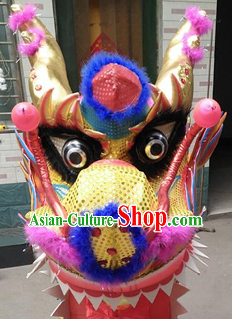 Dragon Dance Props Dragon Head Green Dragon Gold Plated Dragon Bamboo Festival Dragon Dance Temple Fair Dragon Dance Costume Dragon Beads Dragon Hydrangea