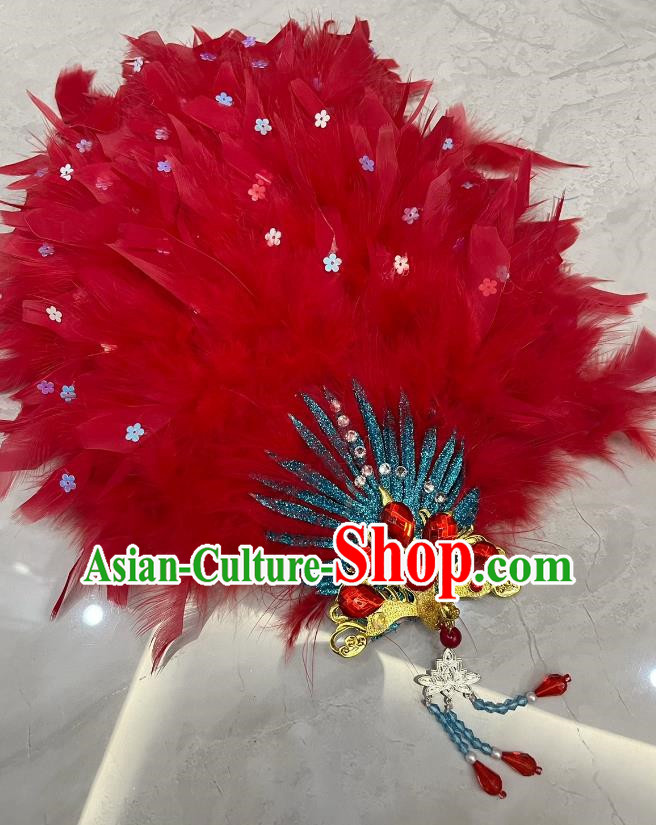 Red Northeastern Yangko Feather Head Flower Performance Super Fairy High End Head Flower Corolla