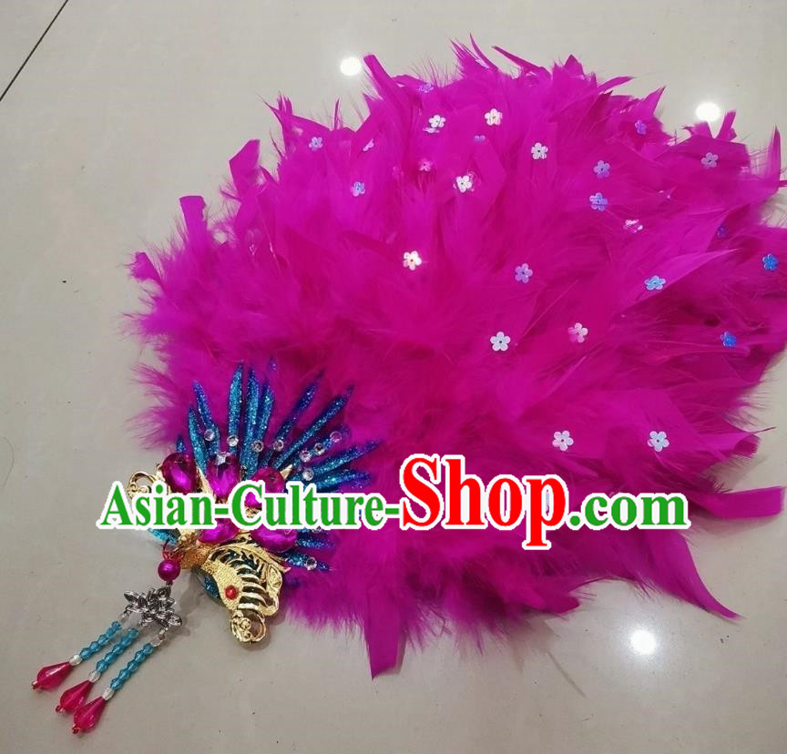 Rose Red Northeastern Yangge Feather Head Flower Performance Super Fairy High End Head Flower Corolla