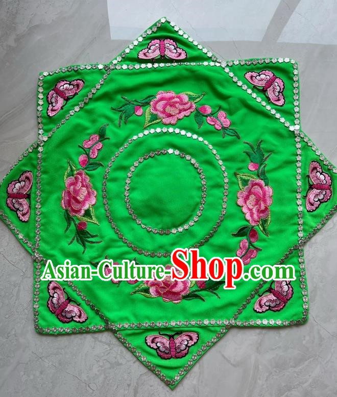 Green Plum Blossom Piece Linen Handkerchief Yangko Supplies Northeastern Two Person Large Yangko Singer Silk Handkerchief Double Sided