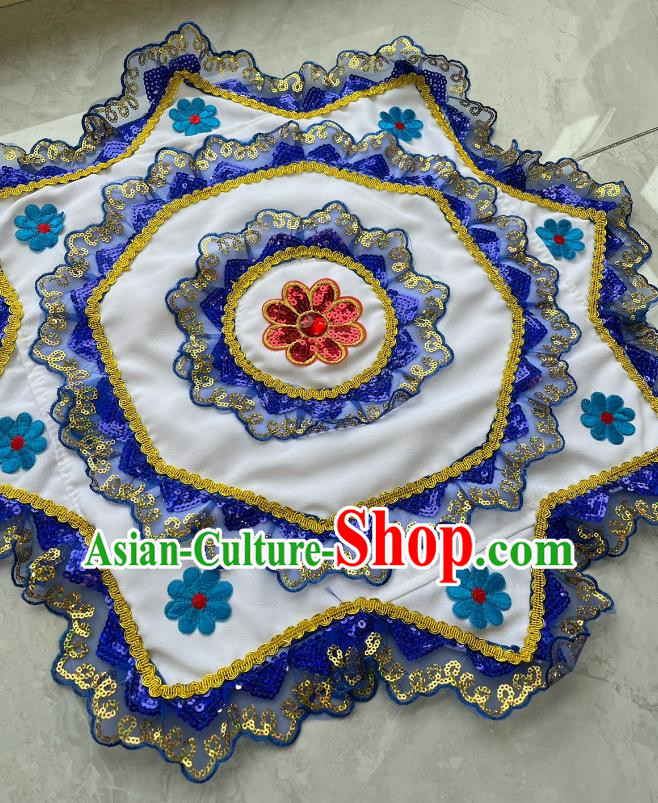 White Yangko Singer Silk Scarf And Linen Fabric Lace With Inner Buckle Northeastern Yangko Duo Cross Dressing Stage Performance