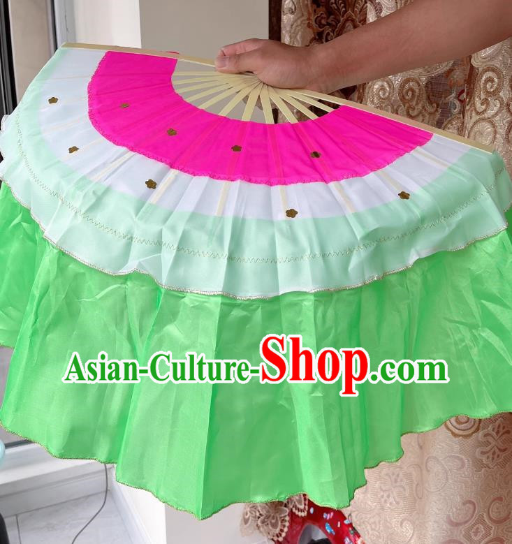 Green Cartilage Fan Northeastern Yangko Two Person Ox Tendon Bone Electric Wood Bone Square Dance Color Fan Stage Performance Performance Fan
