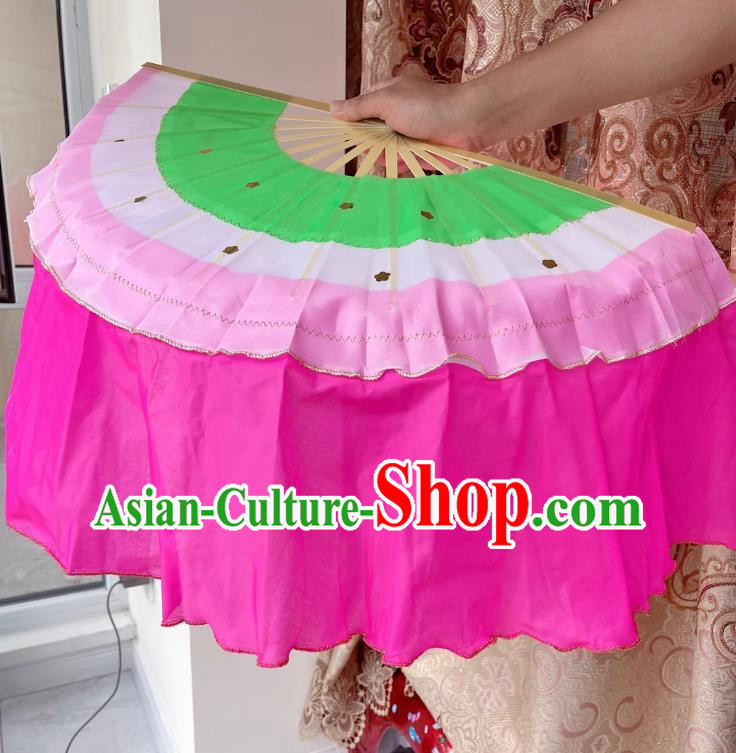 Pink Cartilage Fan Northeastern Yangko Two Person Ox Tendon Bone Electric Wood Bone Square Dance Color Fan Stage Performance Performance Fan