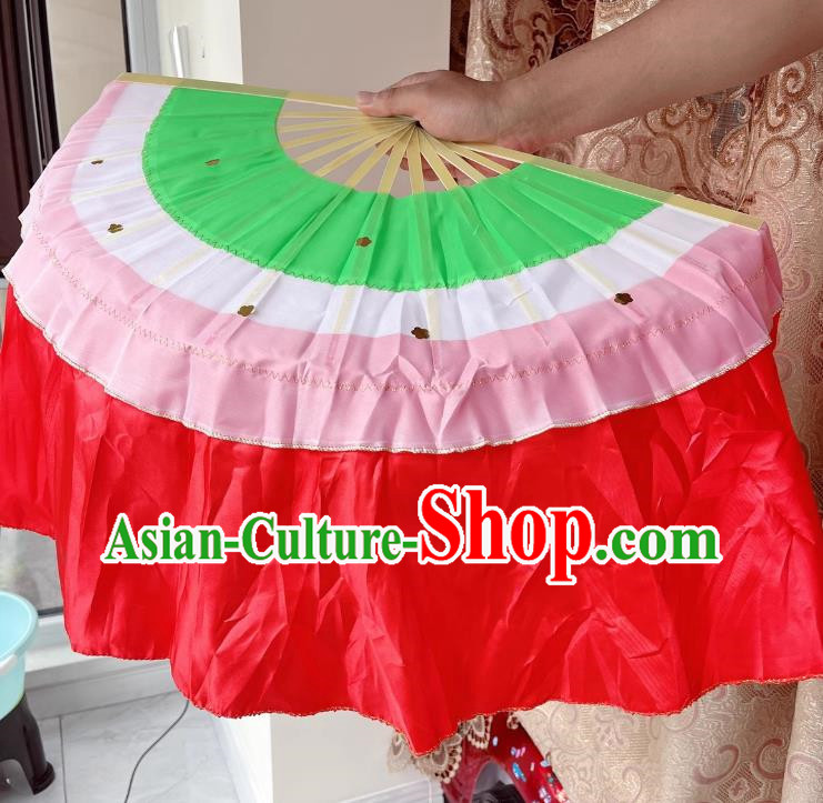 Red Cartilage Fan Northeastern Yangko Two Person Ox Tendon Bone Electric Wood Bone Square Dance Color Fan Stage Performance Performance Fan