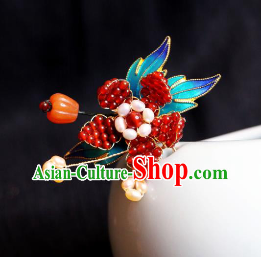 China Ming Dynasty Court Woman Headpiece Handmade Hanfu Blueing Hairpin Ancient Empress Hair Jewelry