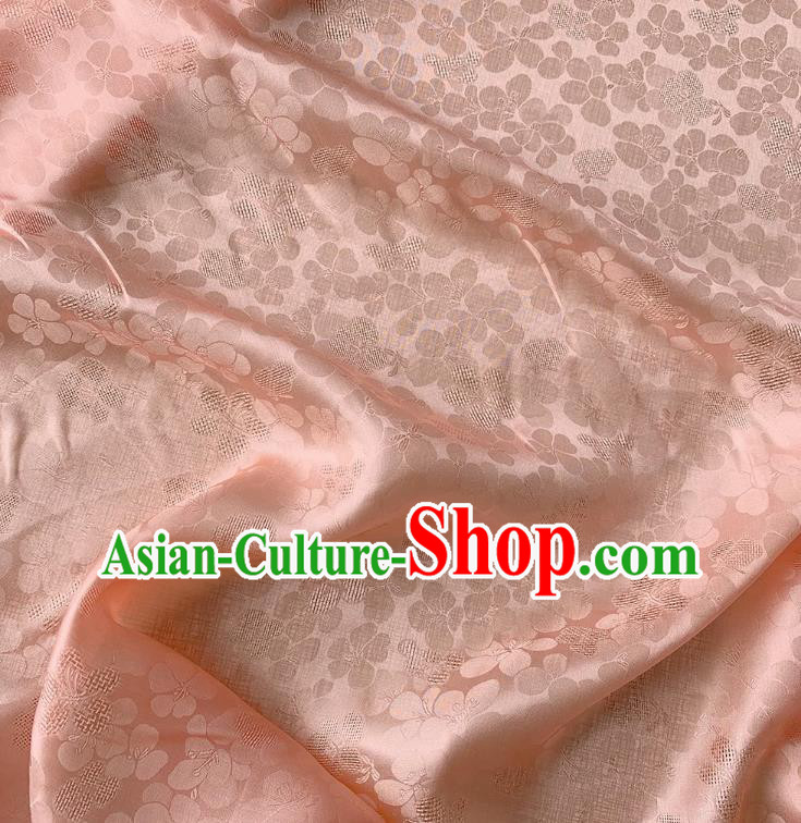 Orange Pink China Traditional Material Classical Peach Blossom Pattern Silk Jacquard Cheongsam Fabric