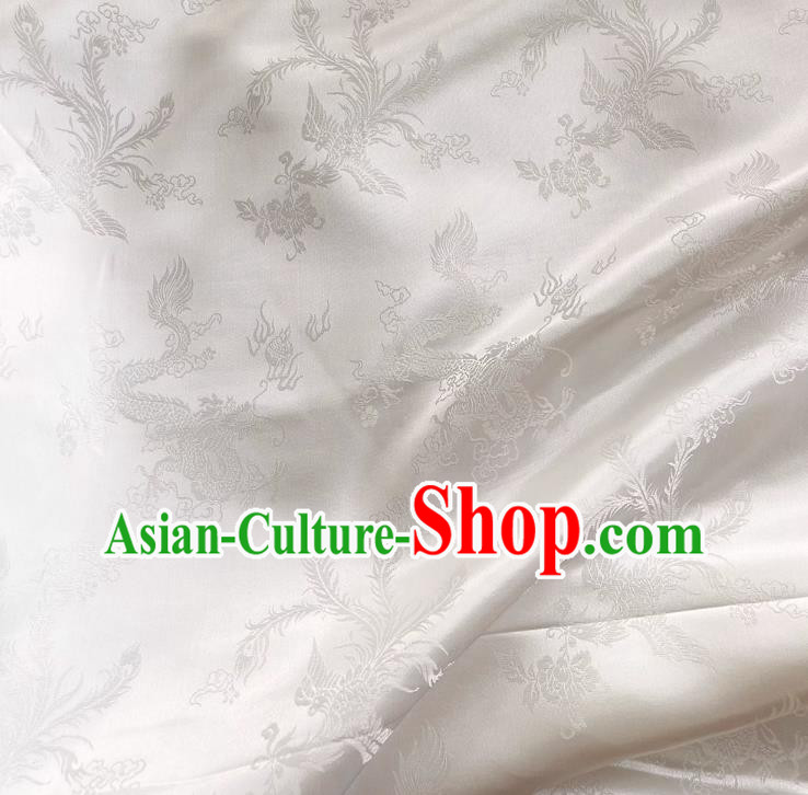 White China Classical Dragon and Phoenix Pattern Silk Jacquard Cheongsam Fabric Traditional Material