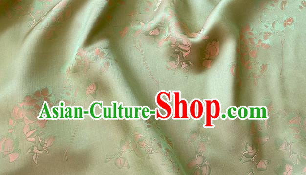 Light Green China Cheongsam Fabric Traditional Dress Material Classical Peach Blossom Pattern Silk