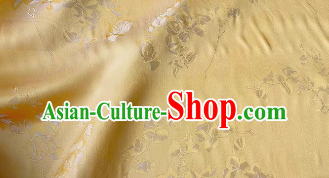 Champagne China Cheongsam Fabric Traditional Dress Material Classical Peach Blossom Pattern Silk