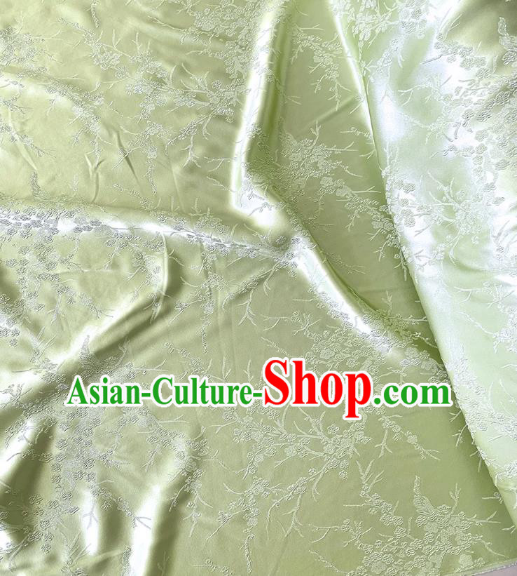 Light Green China Traditional Material Classical Embossed Plum Blossom Pattern Silk Cheongsam Stretch Fabric