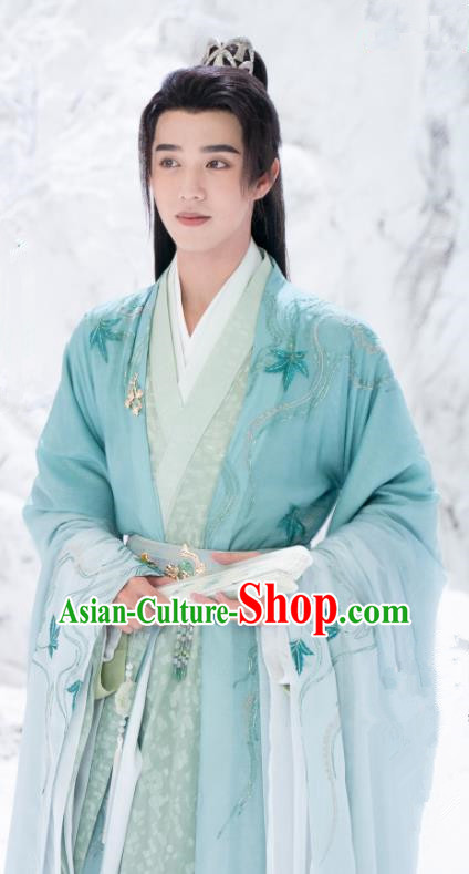 Drama Chong Zi Royal Prince Zhuo Hao Clothing China Ancient Noble Childe Costumes Traditional Green Garments