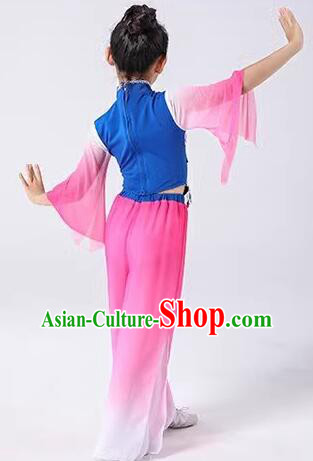 Chinese Folk Dance Clothing Children Yangko Dance Outfit Fan Dance Costumes