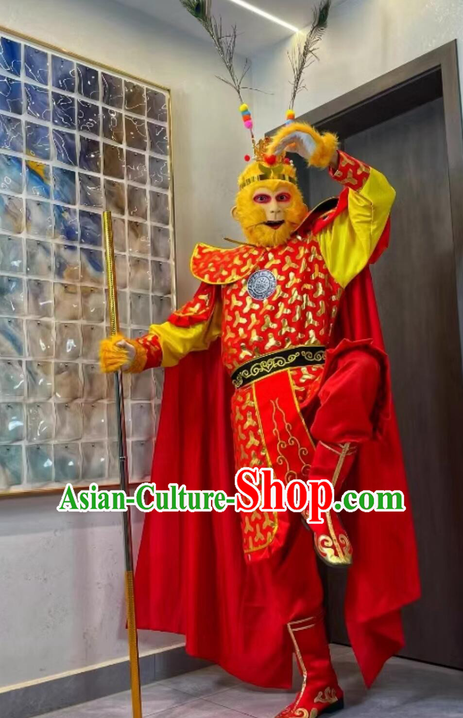 Journey to the West Handsome Monkey King Red Outfit Halloween Cosplay Costume Drama Sun Wukong Clothing