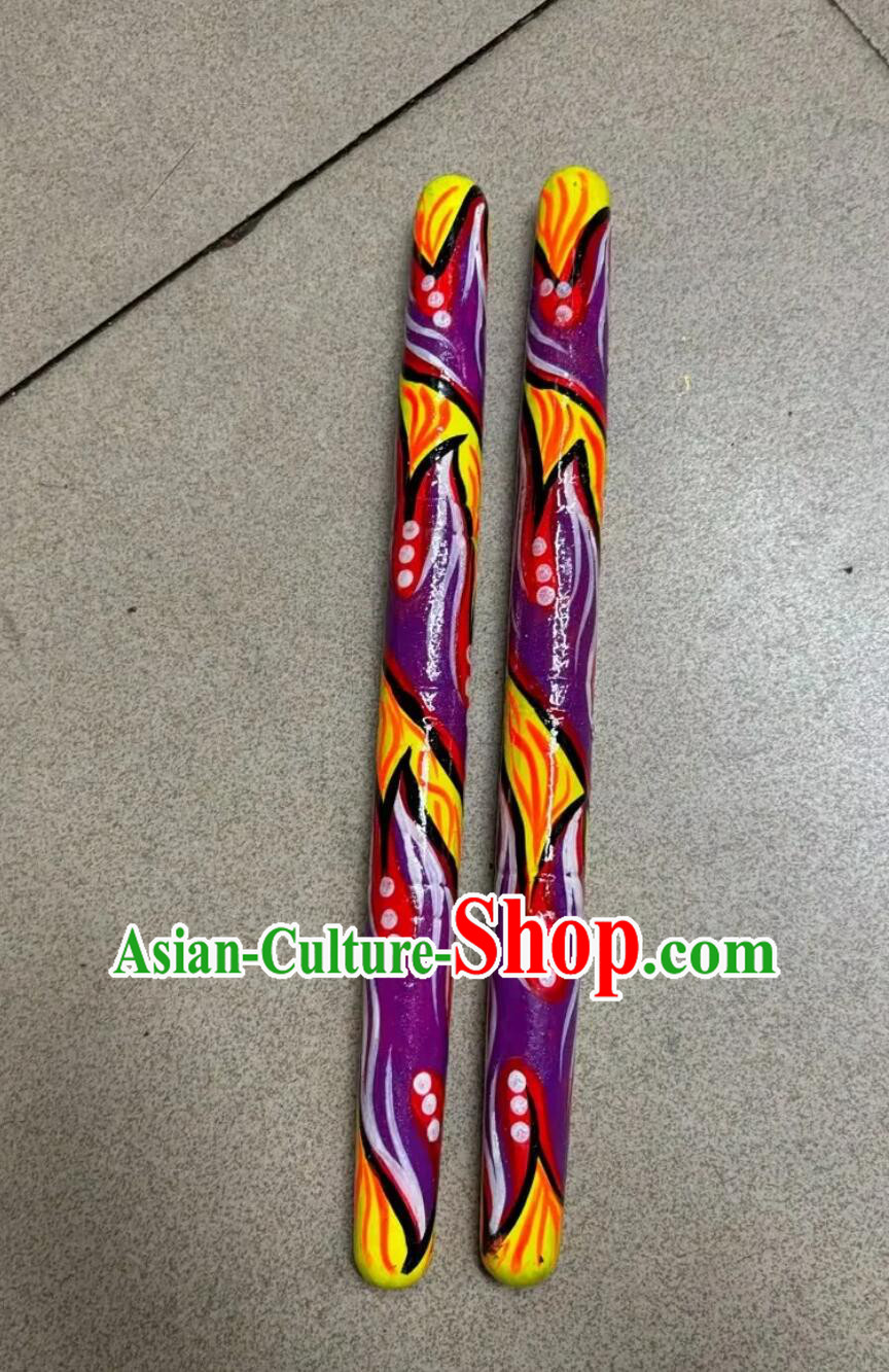 Purple Lion Dance Drumstick Professional Hands Painted Drum Sticks