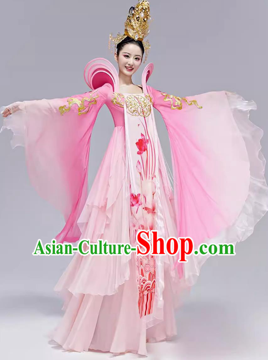 China Tang Dynasty Dance Pink Dress Chinese Classical Dance Costume Traditional Hanfu Clothing