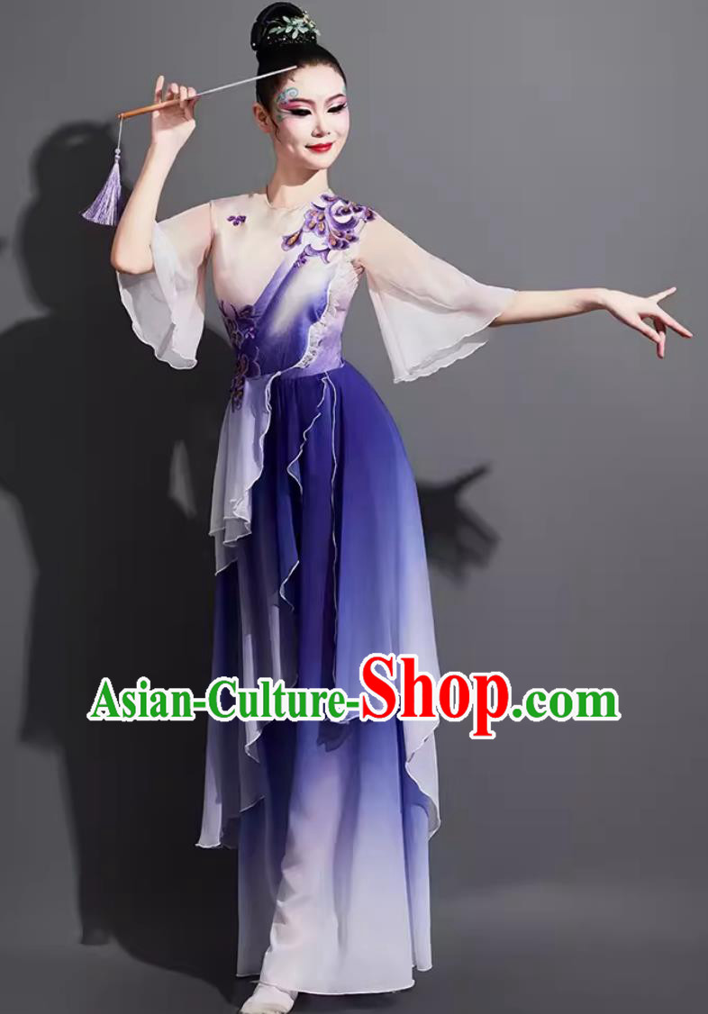 China Folk Dance Purple Outfit Chinese Classical Dance Costume Traditional Butterfly Dance Clothing