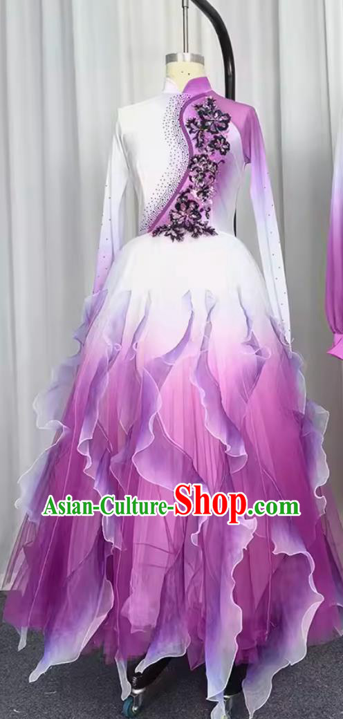 Chinese Woman Group Dance Costume Traditional Dance Clothing China Classical Dance Purple Dress