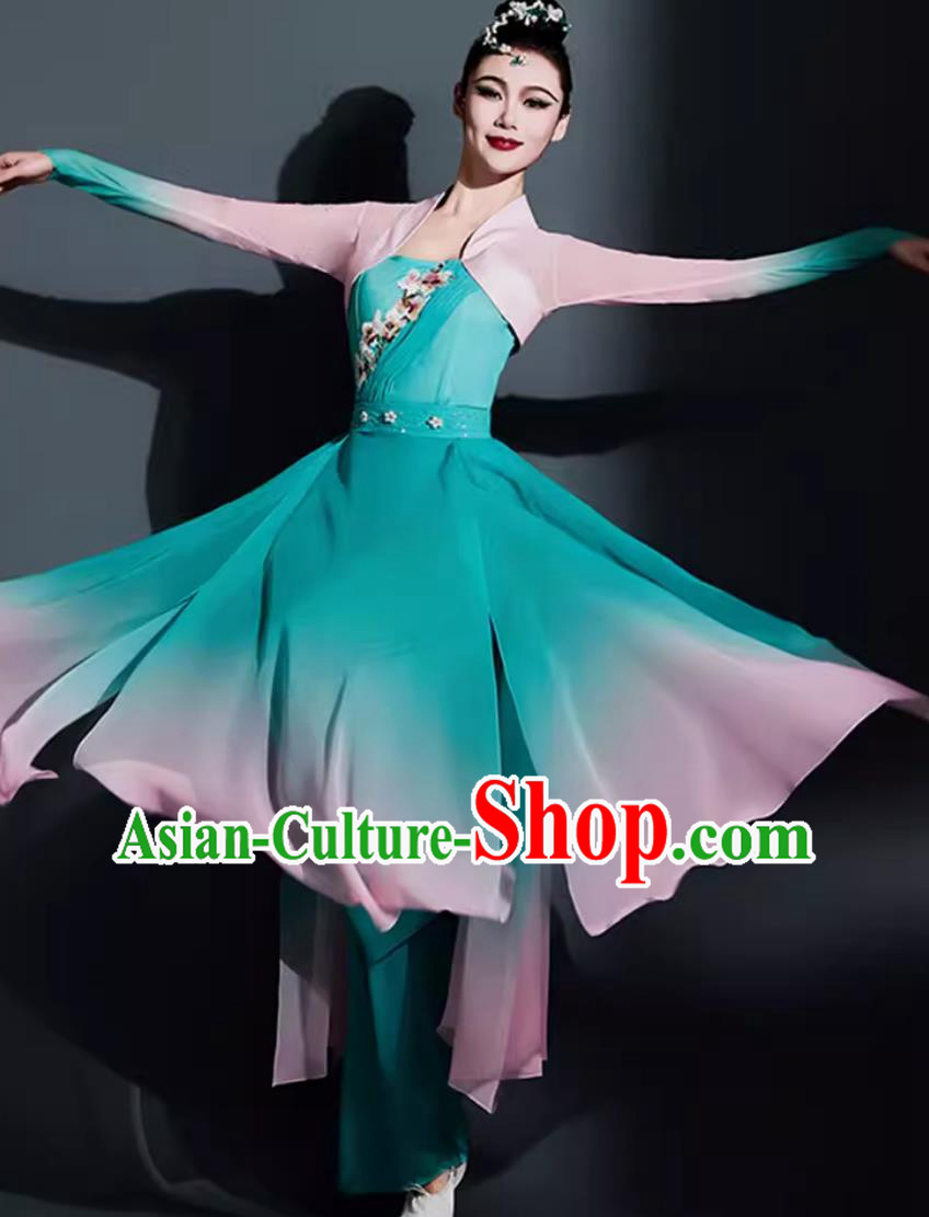 Traditional Han Tang Fan Dance Clothing China Classical Dance Outfit Chinese Dance Contest Woman Solo Costume