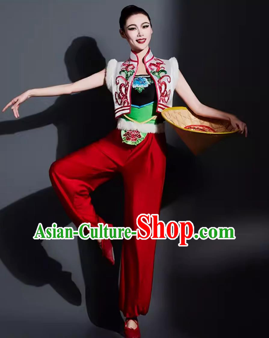 China Yangko Dance Outfit Chinese Folk Dance Costume Traditional Fan Dance Women Group Dance Clothing
