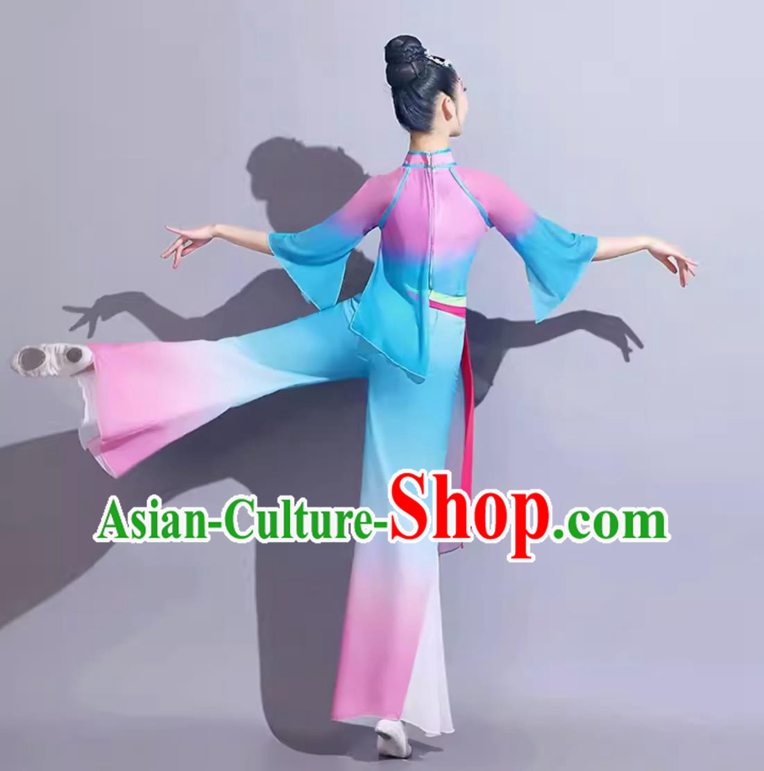 Chinese Yangko Dance Costume Traditional Women Group Dance Clothing China Folk Dance Blue Outfit