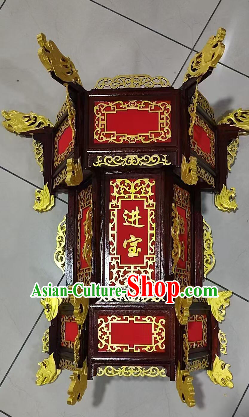 Handmade New Year Red Lamp Traditional Chinese Palace Lantern Large Three Layers Antique Style Wood Lantern