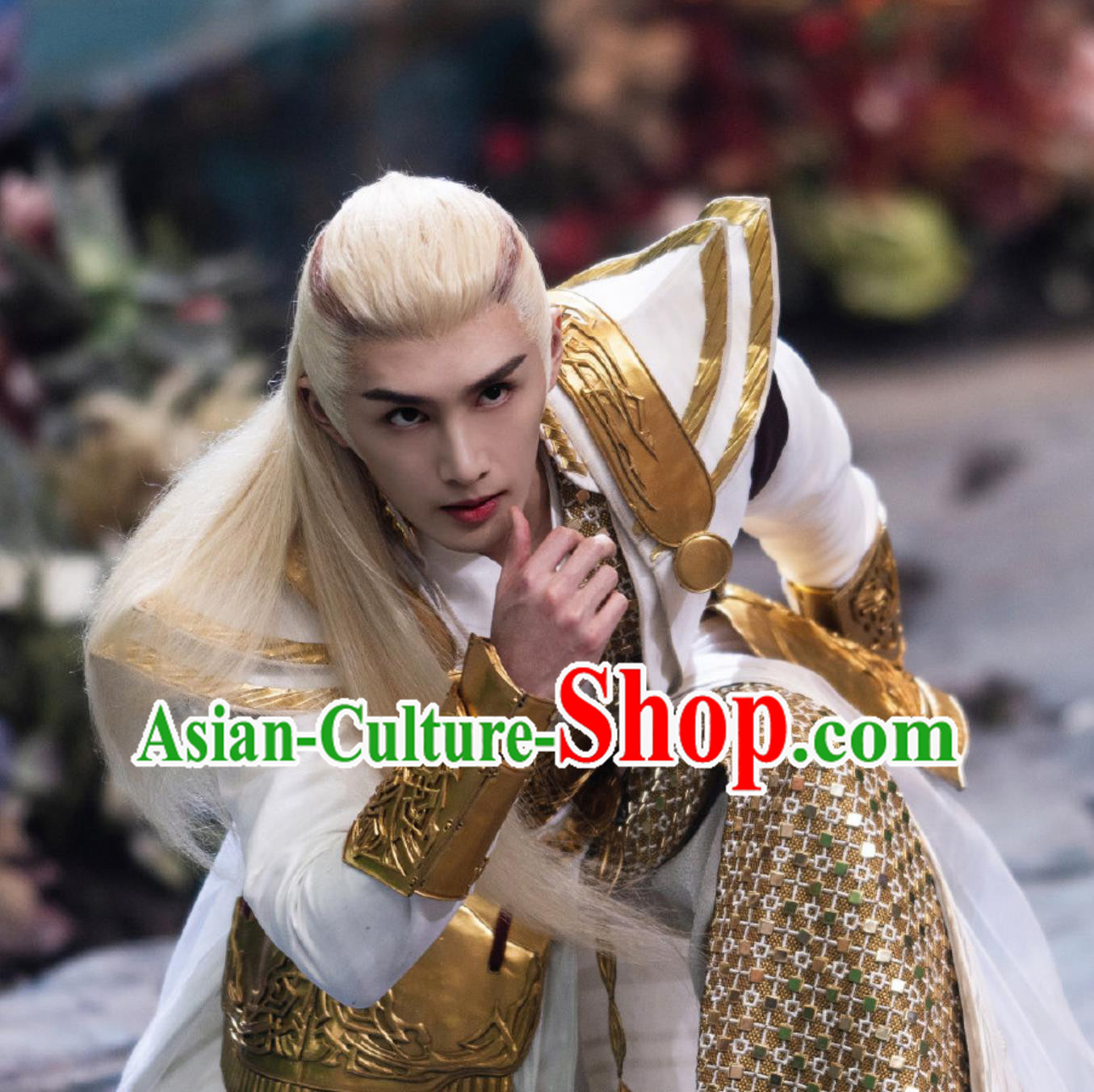 Ancient China Warrior Clothing Traditional Chinese Hero White and Golden Outfit TV Series Drama Burning Flames Bai Lian Sage King Costume
